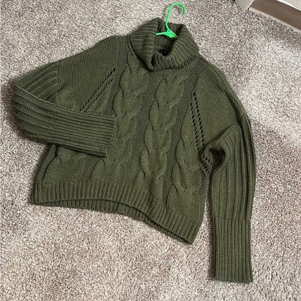 Green cowl neck sweater
